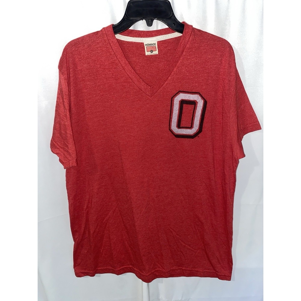 Homage Ohio State University Buckeyes Red V Neck T Shirt XL